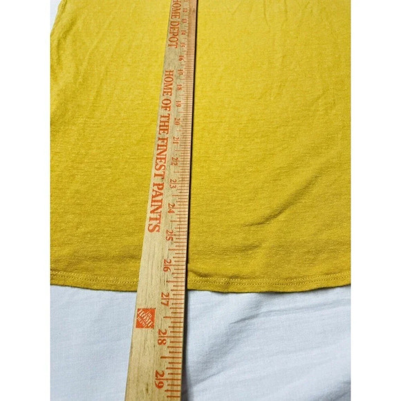 Chicos Womens Shirt Sz 3 Bell Sleeve Yellow Linen Rayon Blend Pleated Neckline - Picture 10 of 10